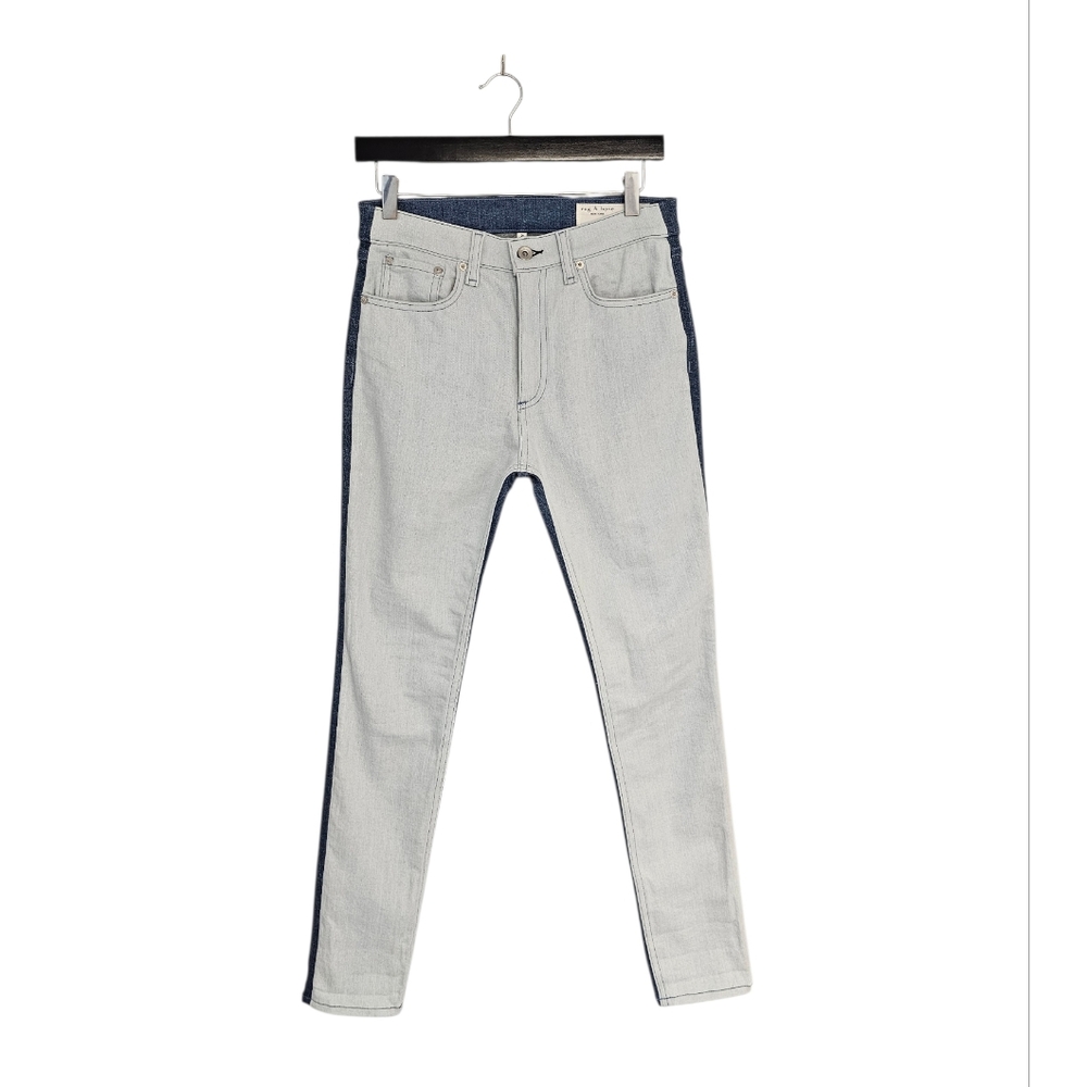 Rag‎ & Bone High Rise Skinny Colorblock Blue Jeans 27 Preowned